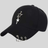 K-pop - Gorra ajustada metálica con cadena.